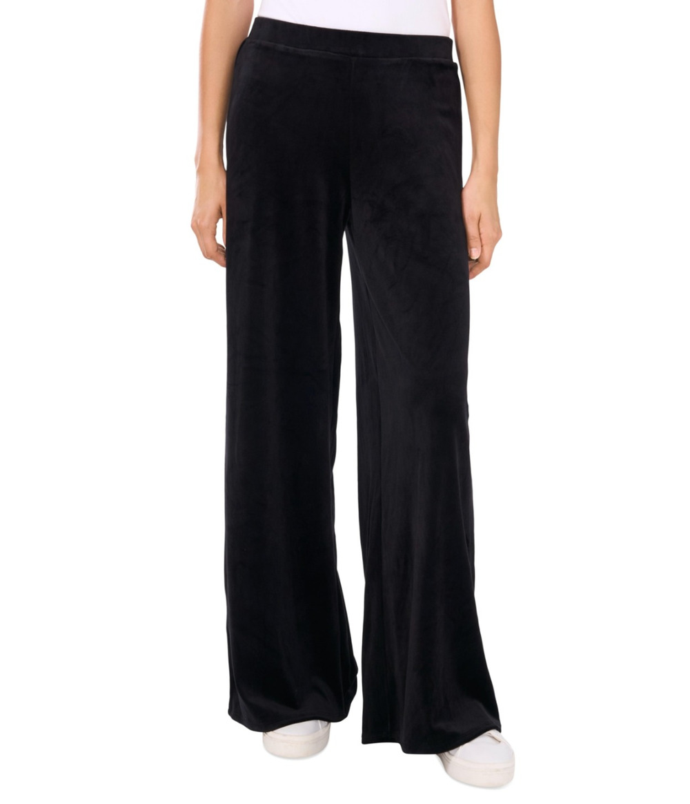 Vince Camuto Women Velour Pull On Wide Leg Pants Black Size L